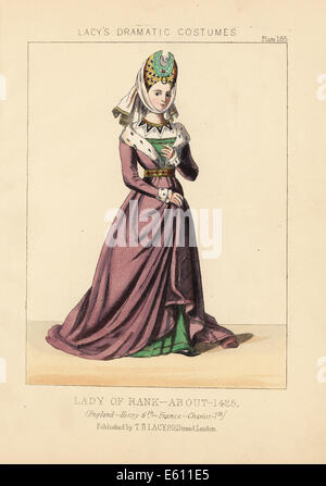 Signora di rango, regno di Enrico VI, Inghilterra, 1425. Foto Stock