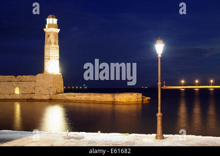Faro, Porto Veneziano, Rethymnon, Creta, Grecia Foto Stock