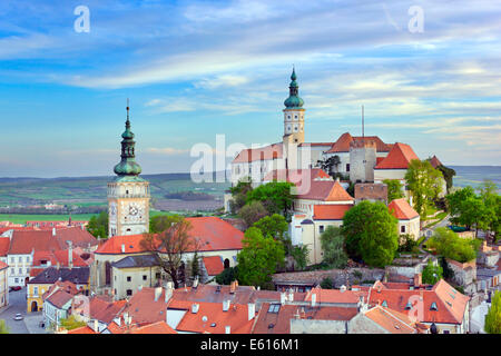 Townscape, Mikulov, distretto di Breclav, regione di Jihomoravsky, Repubblica Ceca Foto Stock