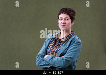 Romanziere britannico Rachel Seiffert frequentando l'Edinburgh International Book Festival lunedì il 11 agosto 2014 Foto Stock