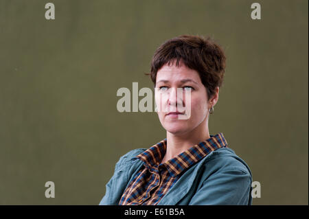 Romanziere britannico Rachel Seiffert frequentando l'Edinburgh International Book Festival lunedì il 11 agosto 2014 Foto Stock