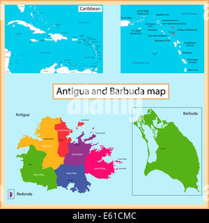 Antigua e Barbuda mappa Foto Stock