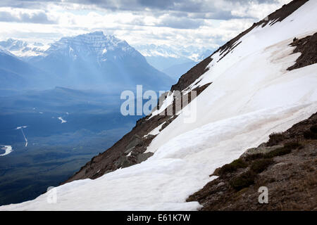 Vista dal picco Whistlers, Jasper National Park, Alberta, Canada, America del Nord. Foto Stock