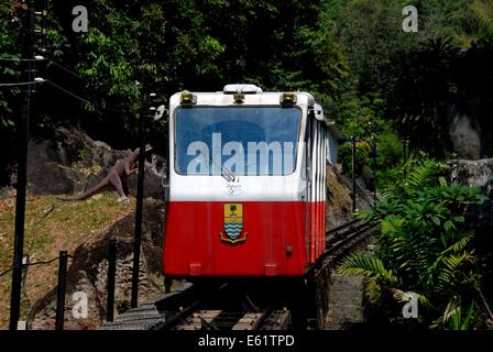 PENANG, MALAYSIA: Funicolare climbing 2,730 piedi alto sulla collina Penang, una linea ferroviaria in funzione dal 1872 Foto Stock