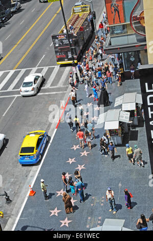 Walk of Fame lungo la Hollywood Boulevard nel centro di Los Angeles in California Foto Stock