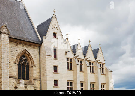 ANGERS, Francia - 28 luglio 2014: pareti della cattedrale e nel castello di Angers, Francia. Chateau d'Angers fu fondata nel IX secolo da Foto Stock