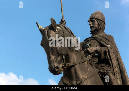 Statua equestre di San Venceslao a cavallo, la Piazza di Venceslao, Praga Repubblica Ceca Foto Stock