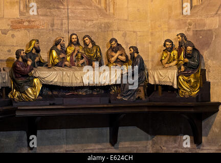 L'Ultima Cena, rappresentazione figurativa, St Martin's Church, Collégiale Saint-Martin, Colmar, Alsazia, Francia Foto Stock