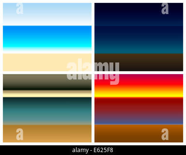 Quattro diverse località gradienti di colore: turchese del mare a mezzogiorno - sera sulla spiaggia - bufera imminente anteriore - Romantico tramonto Foto Stock