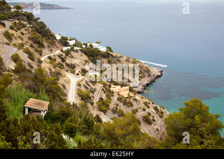 Viste da Es Cubells verso il mare in Ibiza Foto Stock