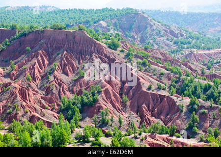 Ourika Valley & Kasbah Hotel,fresca aria di montagna,fertili valli verdi con Snow capped Alto Atlante Mountain Range,Villaggi,Marocco Foto Stock