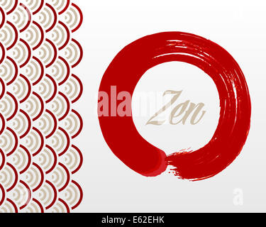 Enso Zen illustrazione del cerchio. La meditazione simbolo del Buddismo e lo stile orientale dello sfondo. EPS10 file vettoriale organizzati in strati Foto Stock