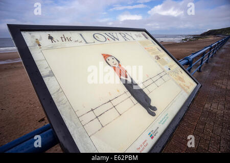 Lowry trail, tracing vecchio tormenta dell'artista, segno sul lungomare di Spittal vicino a Berwick, Northumberland Foto Stock