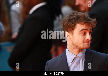 Londra, UK, 12 agosto 2014. Daniel Radcliffe assiste il Regno Unito Premiere di che cosa se all' Odeon West End di Londra, Regno Unito. Foto Stock