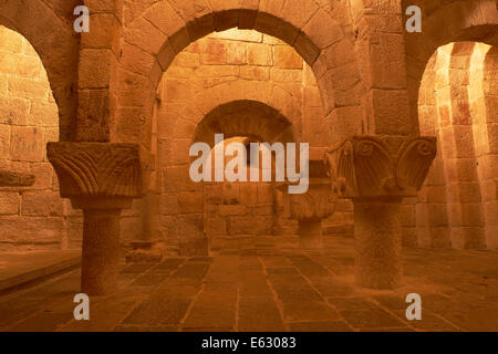 Leyre, Navarra, San Salvador de Leyre monastero, cripta, Navarra, modo di St James, Spagna Foto Stock