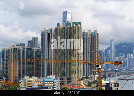 Sito in costruzione a hong kong al giorno Foto Stock