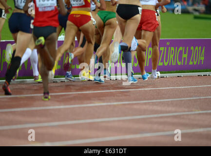 Zurigo, Svizzera. 12 Ago, 2014. Gli atleti competere nel femminile 10.000m finale al Campionato Europeo di Atletica 2014 al Letzigrund a Zurigo, Svizzera, 12 agosto 2014. Foto: Rainer Jensen/dpa/Alamy Live News Foto Stock