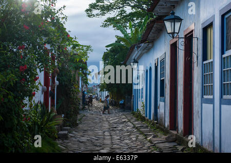 Case coloniali, Paraty, Stato di Rio de Janeiro, Brasile Foto Stock