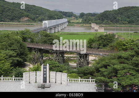La frontiera coreana dalla Corea del Sud, Imjingak Parco della Pace Foto Stock