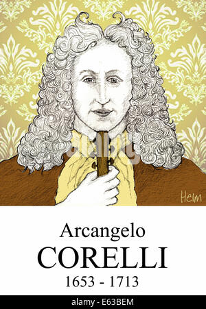 Arcangelo Corelli, ritratto barocco italiano compositore, 1653 - 1713 Foto Stock