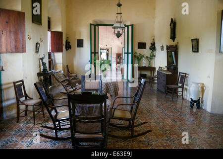 Parzialmente ristrutturato interno Hacienda Yaxcopoil Yucatan Messico Foto Stock