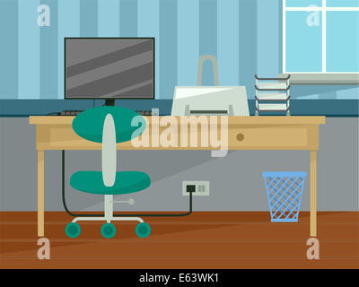 Illustrazione con l'interno di un ufficio a casa Foto Stock