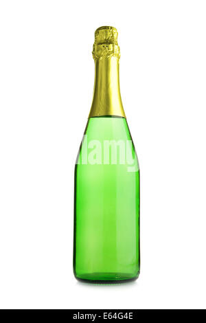 Bottiglia di champagne isolate su sfondo bianco Foto Stock