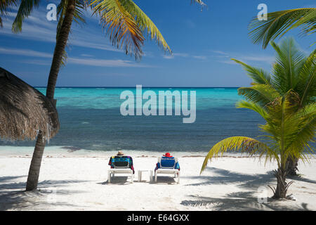 Soloman rilassante baia vicino a Tulum Yucatan Messico Foto Stock