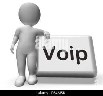 Pulsante Voip con carattere Significato Voice Over Internet Protocol Foto Stock