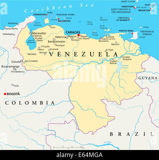 Venezuela Mappa Politico Foto Stock