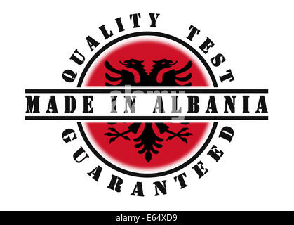 Test di qualità garantita timbro con una bandiera nazionale interno, Albania Foto Stock