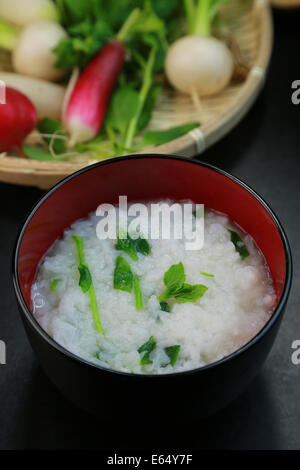 Nanakusa gayu (sette-herb farinata di riso) Foto Stock