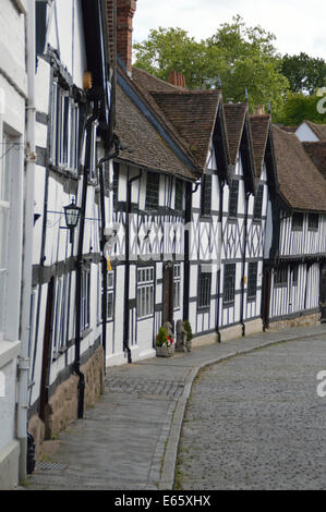 Tudor le case con la struttura in legno in Mill Street Warwick Foto Stock