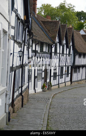 Tudor le case con la struttura in legno in Mill Street Warwick Foto Stock