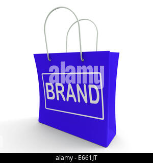 Marca Shopping Bag mostra il Branding Marchio o etichetta Foto Stock