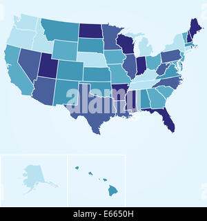 Mappa degli Stati Uniti d'America Foto Stock