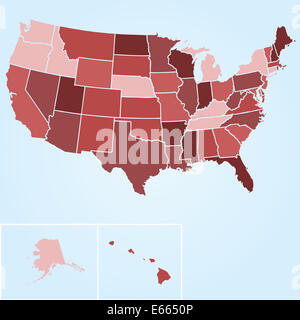 Mappa degli Stati Uniti d'America Foto Stock