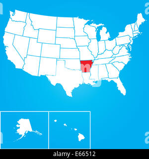 Mappa degli Stati Uniti di America con gli stati di *********** selezionato Foto Stock