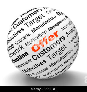 Offerta sfera definizione mostra prezzi speciali sconti o promozioni Foto Stock