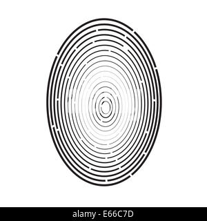 Illustrazione colorata con impronta digitale su sfondo bianco Foto Stock