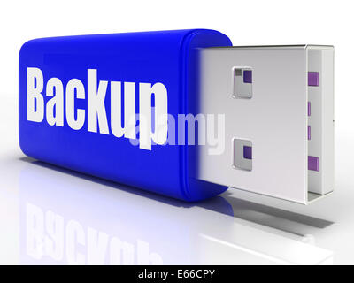 Backup pen drive che mostra organizzazione di storage di trasferimento di file o di archiviazione dei dati Foto Stock