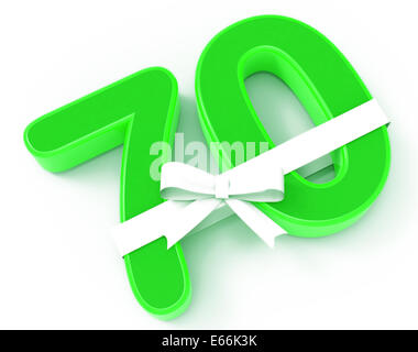 Numero di settanta con nastro visualizzazione auguri di compleanno o di felicità Foto Stock