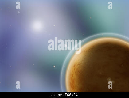 Fantasy Deep space nebula con il pianeta e stelle Foto Stock