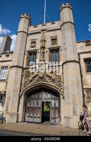Cristo's College, il grande cancello, Cambridge, Inghilterra, Regno Unito Foto Stock