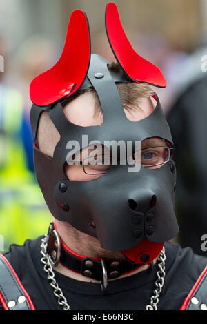 Cardiff, Galles, UK. 16 Ago, 2014. Il 2014 orgoglio Cymru LGBT Mardi Gras in Cardiff. Credito: Matteo Horwood/Alamy Live News Foto Stock