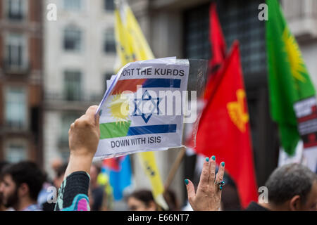 Londra, Regno Unito. 16 Ago, 2014. Protesta al di fuori di BBC HQ contro uno Stato islamico di massacri di Yazidis e curdi. Credito: Guy Corbishley/Alamy Live News Foto Stock