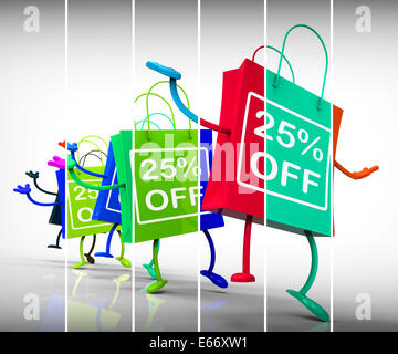 Venticinque percento di sconto Shopping Bags mostra 25 sconti Foto Stock