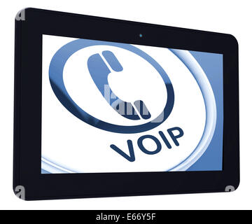 Tablet PC Voip significa Voice Over Internet Protocol o telefonia a banda larga Foto Stock