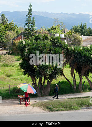 Vista sulla campagna a fianco di strada in città Fusagasuga in Colombia, Sud America. Foto Stock