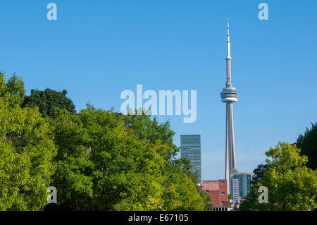 La CN Tower e parte dell'Università di Toronto Campus Foto Stock